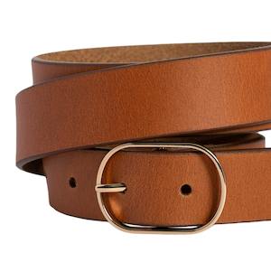 Loop Belts: Marla tobacco leather belt