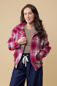 Coats: Saskia Bomber Jacket - Pink Tartan