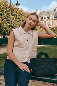 Coats: Argo Crop Vest - Ecru