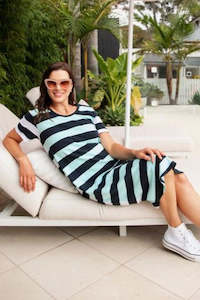 Dress: Mercury Stripe Dress - Tonic Blue & Navy Stripe