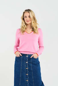 Blackstone: Maddy Scallop Trim Knit - Pink
