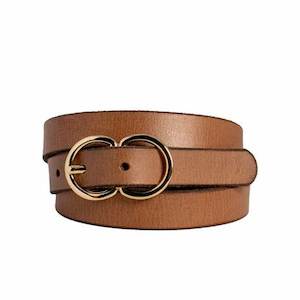 Loop Belts: Brooke Leather Belt with Double D Buckle Tan