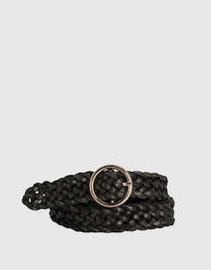 Loop Belts: Catrina Woven Black Leather belt
