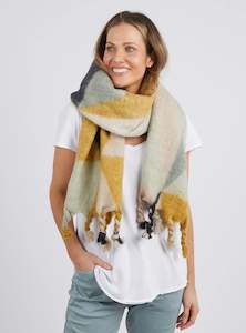 Scarves: Verity Scarf - Mustard/Blue/Oatmeal