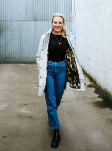 Billie PU Coated Rain Coat - Ice Crystal with Big Cat Blur