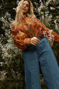 Fate Becker: Panama Top - Orange Floral