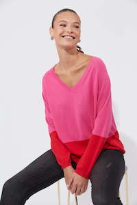 Haven: Casablanca Block Knit - Chilli/Pink