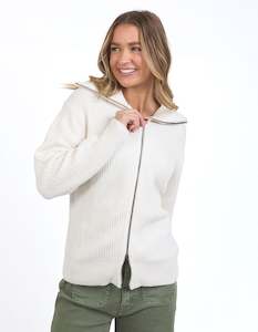Knitwear: Maurie Zip Knit - Vintage White