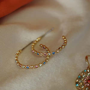 Vibrance Multicolour Creol 20mm Earring - Gold