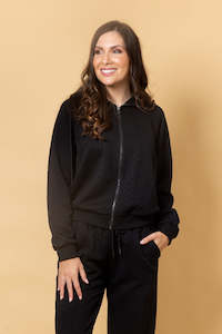 Charlo: Nadia Zip Hoodie - Embossed Black