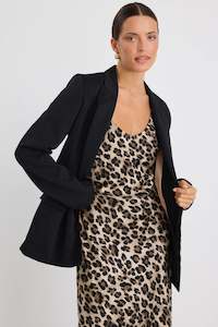 Exhibition Satin V-Neck Slip Dress - Animal