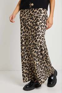 Stories Be Told: Record Leopard Satin Maxi Bias Skirt - Leopard