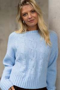 Nexus Cable Knit Jumper - Ice Blue -