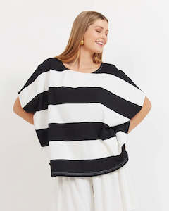 Haven: Jardin Stripe TShirt - Black