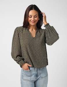 Stella Gemma Sale: Cecily Blouse - Olive Mosaic