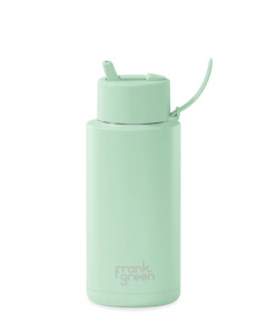 Frank Green: 34oz  Ceramic Reusable Bottle Peppermint with Flip Straw Lid