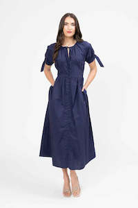 Seeking Lola: Eternity S/S V Neck Midi Dress / Navy