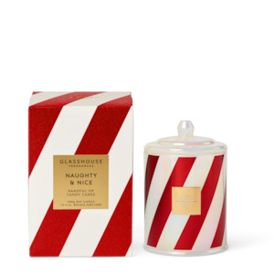Glasshouse Fragrances Circa: Naughty & Nice 380g Triple Scented Soy Candle - Handful of Candy Canes