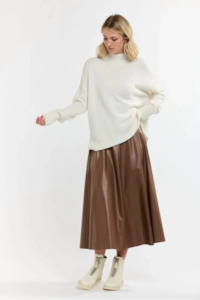Pant Sale: Updated Dakota PU Skirt - Tan