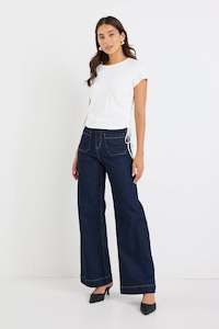 Zoey PETITE High Rise Wide Leg Pocket Jean - Indigo