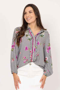 Charlo: Zayla Stripe Blouse - Black