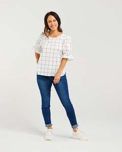Sadie Top - White Grid