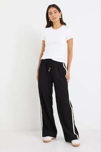Townie Stripe Side Tape Wide Leg Pants - Black Matte