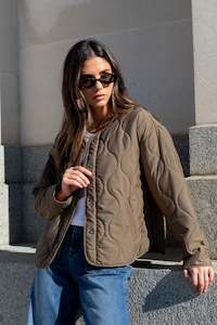 Apex Collarless Puffer Jacket - Mocha -