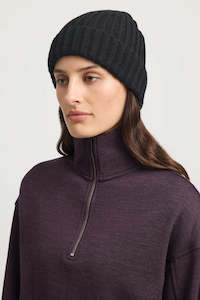 Chunky Wool Beanie - Black