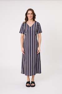 Marta Dress - Navy Stripe