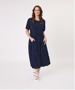 Lemon Tree: Monroe Dress - Navy Stripe