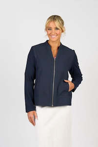 Vassalli: Zip Up Jacket with Knit Panels - Ink