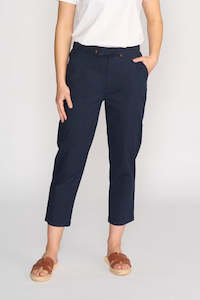 7/8 Length Slim Leg Elastic Waist Pant - Ink