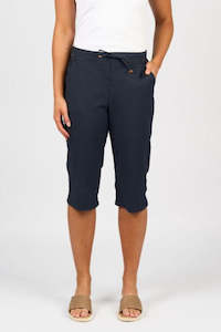 Vassalli: Below Knee Skinny Leg Elastic Waist Pant - Ink