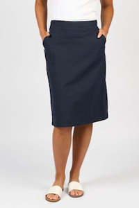 Flat Front Pull On Skirt - Ink