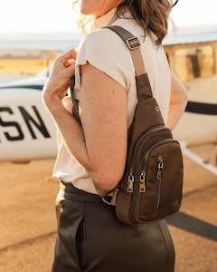 Louenhide: Boyd Nylon Sling Bag - Chocolate