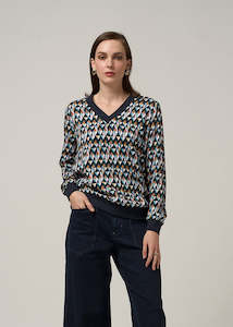Facet V-Neck Top - Multi
