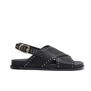 Sandals: Thrive / Black / Gold Studs