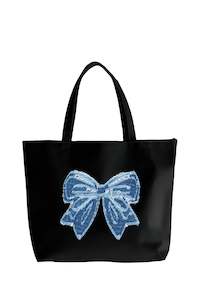 Bags Wallets: The Bold and The Bowtiful Bag - Black & Denim
