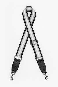 Bag Straps: Bag Strap - Black White & Silver Stripe