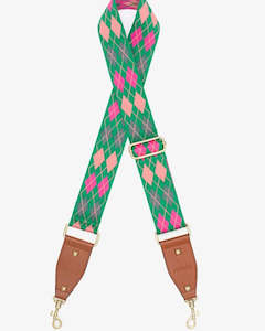 Bag Straps: Bag Strap - Argyle Green & Pink