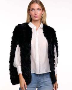 Cardigans: Fur Cape - Black