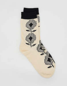 Socks: Black and cream flower socks