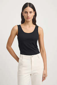 Wool Tops: Scoop Merino Tank - Black