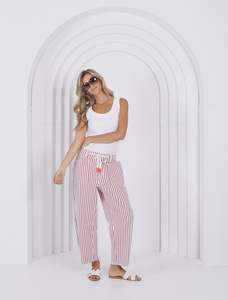 Jeans: Carter Barrel Jean - Rust Stripe