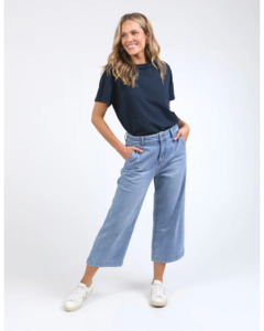Jeans: Sidney  Cropped Wide Leg Jean / Light  Blue Wash