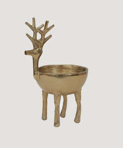 Homeware: Reindeer Sweets Bowl Large - Gold