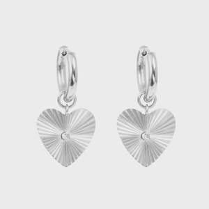 A C Oslo: 1046-0201 Pure Steel Earring Creol Heart Drop - Silver