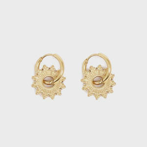 1047-0031 Pure Steel Earring - Gold Sun