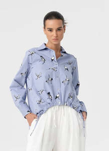 Shirts Blouses: Flora Shirt - Heron Stripe
